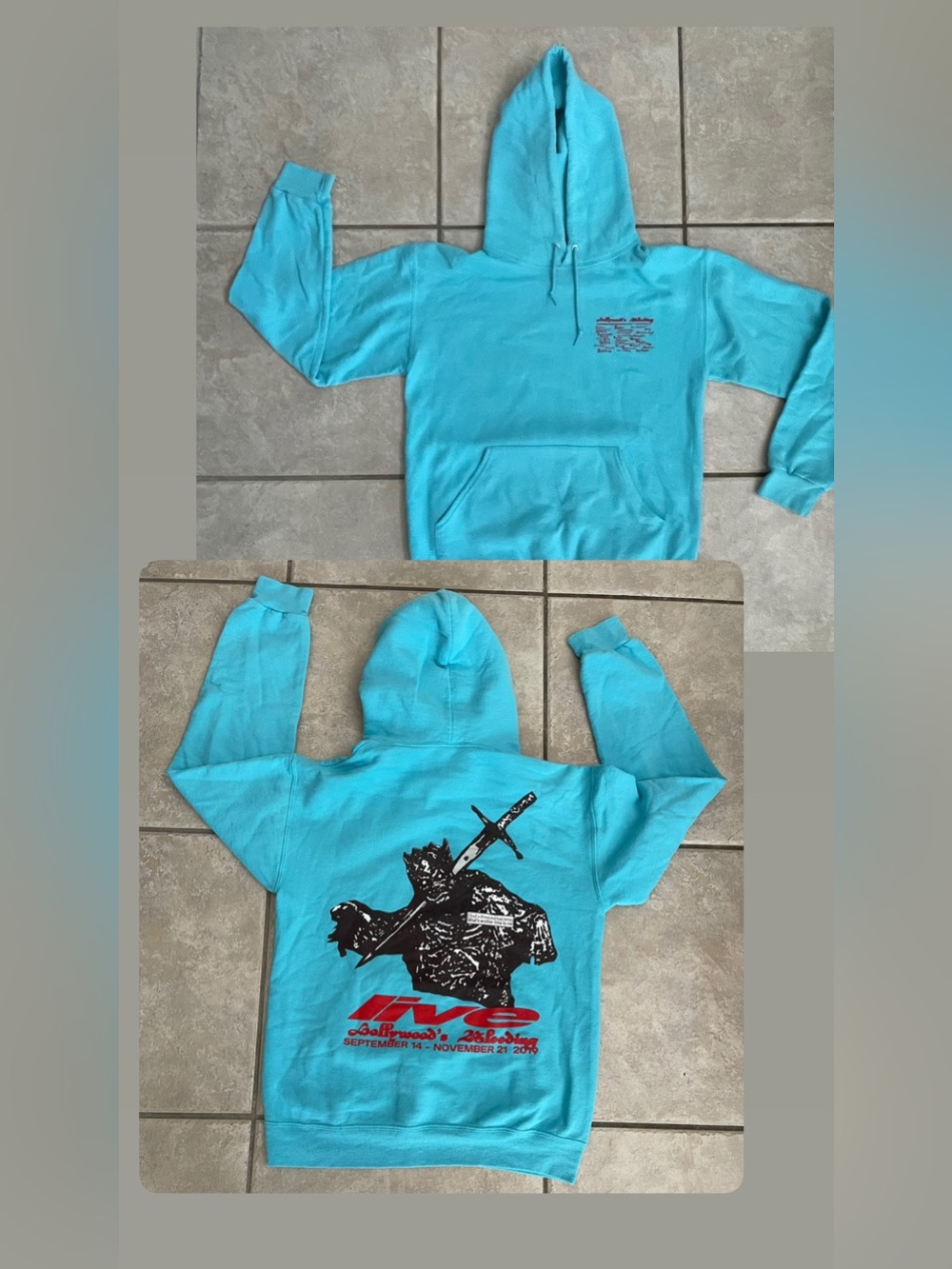 Posty Co Men’s/Unisex Post Malone 2019 Hollywood’s Bleeding Tour Hoodie, Size S